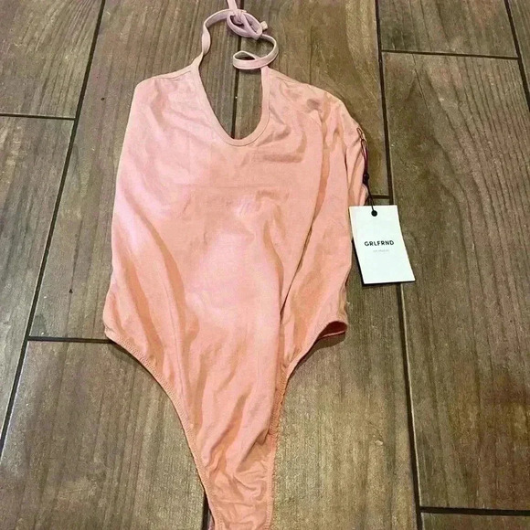 NWT Grlfrnd Peach  halter Bodysuit LARGE - Picture 4 of 4